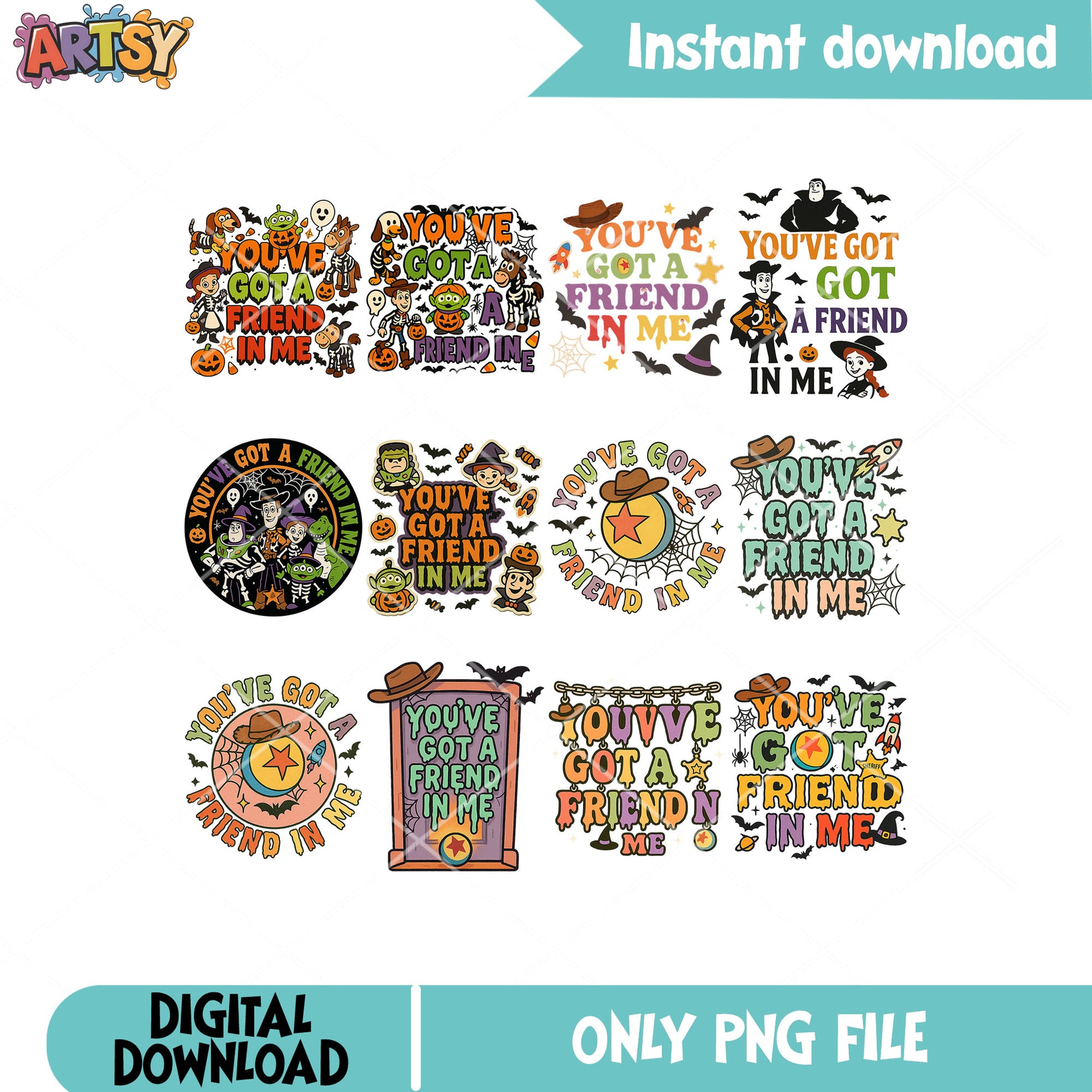 Woody friends halloween png bundle, toy story halloween png, woody halloween png