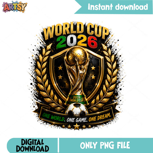 World Cup 2026 PNG, Soccer Trophy Shirt Design, Football PNG
