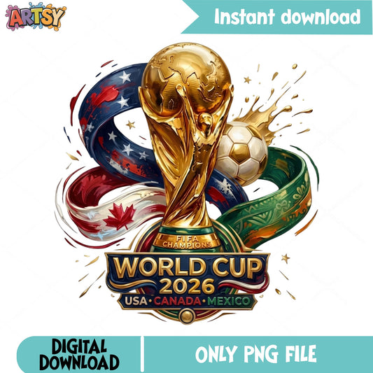World Cup 2026 PNG, Soccer Trophy USA Canada Mexico, FIFA PNG