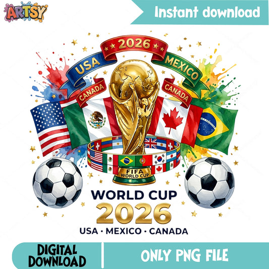 World Cup 2026 PNG, Soccer USA Mexico Canada PNG, Football PNG