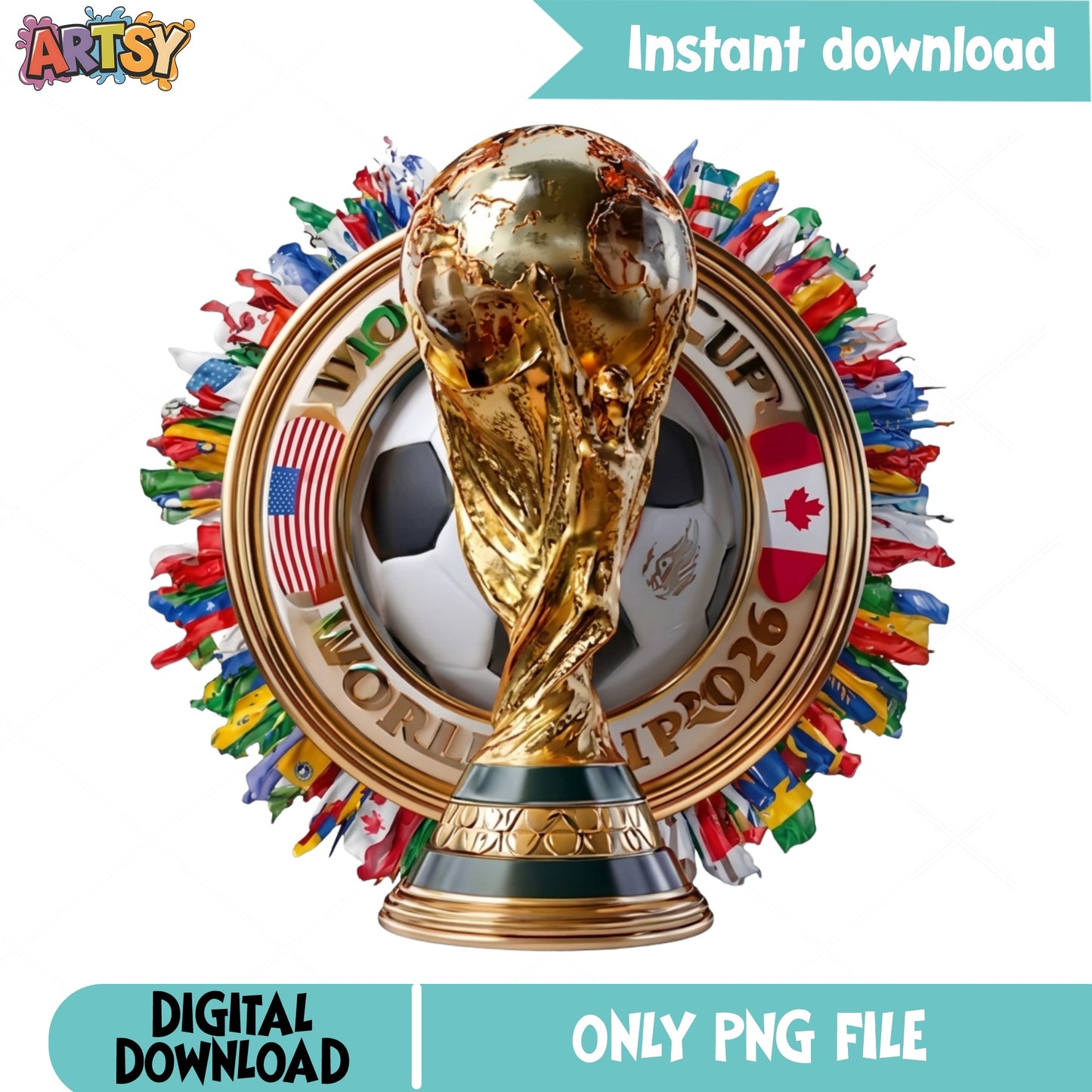 World Cup 2026 Trophy PNG, Soccer Cup Clipart, Football PNG