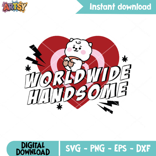 Worldwide handsome jin svg, BTS kpop svg, Run Seokjin Tour svg