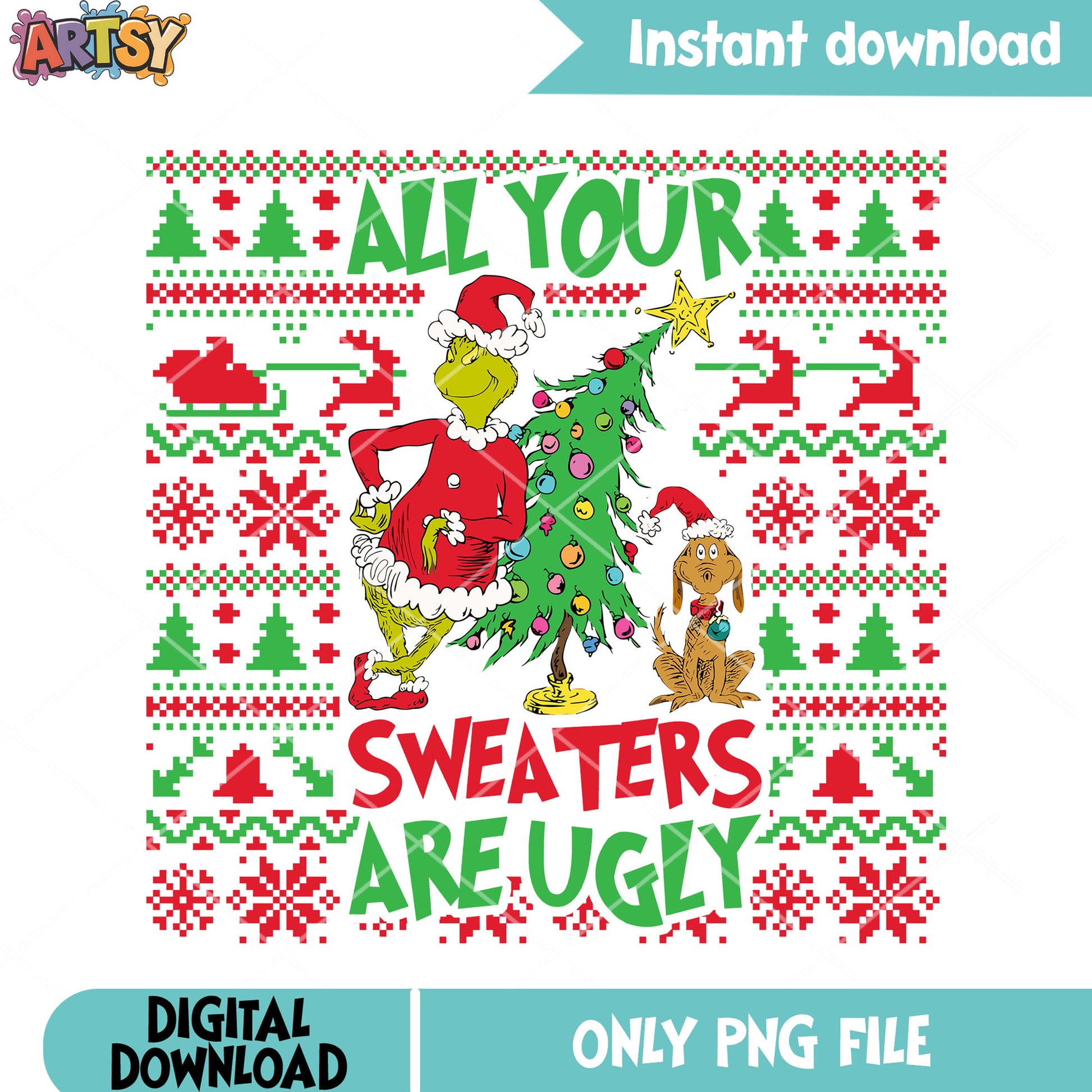 Xmas Sweater are ugly png, santa claus costume png, christmas decor png