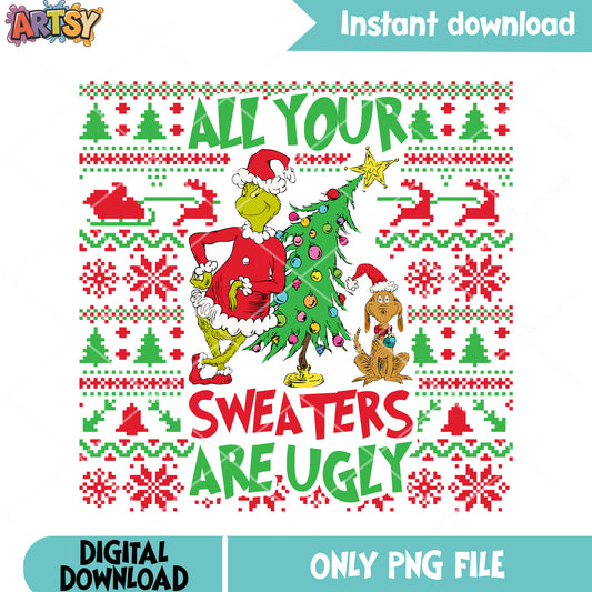 Xmas Sweater are ugly png, santa claus costume png, christmas decor png