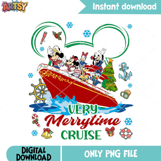 Xmas cruise mickey vibes png, merry xmas png, mickey and friends png