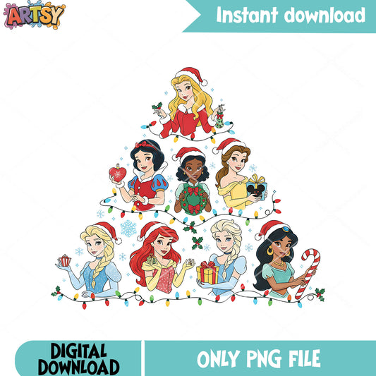 Xmas disney princess png, christmas costume png, disney christmas png