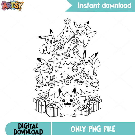 Xmas drawing sheets pikachu png, pikachu pokemon png, christmas vibes png