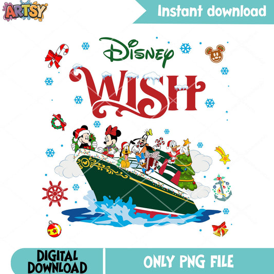 Xmas gift poster disney png, cruise travel png, merry christmas png