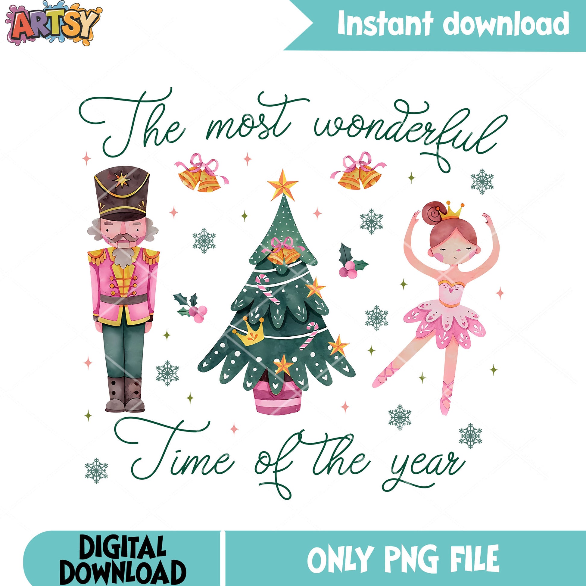 Xmas is the prettiest time png, jingle bell png, plum sugar fairy png