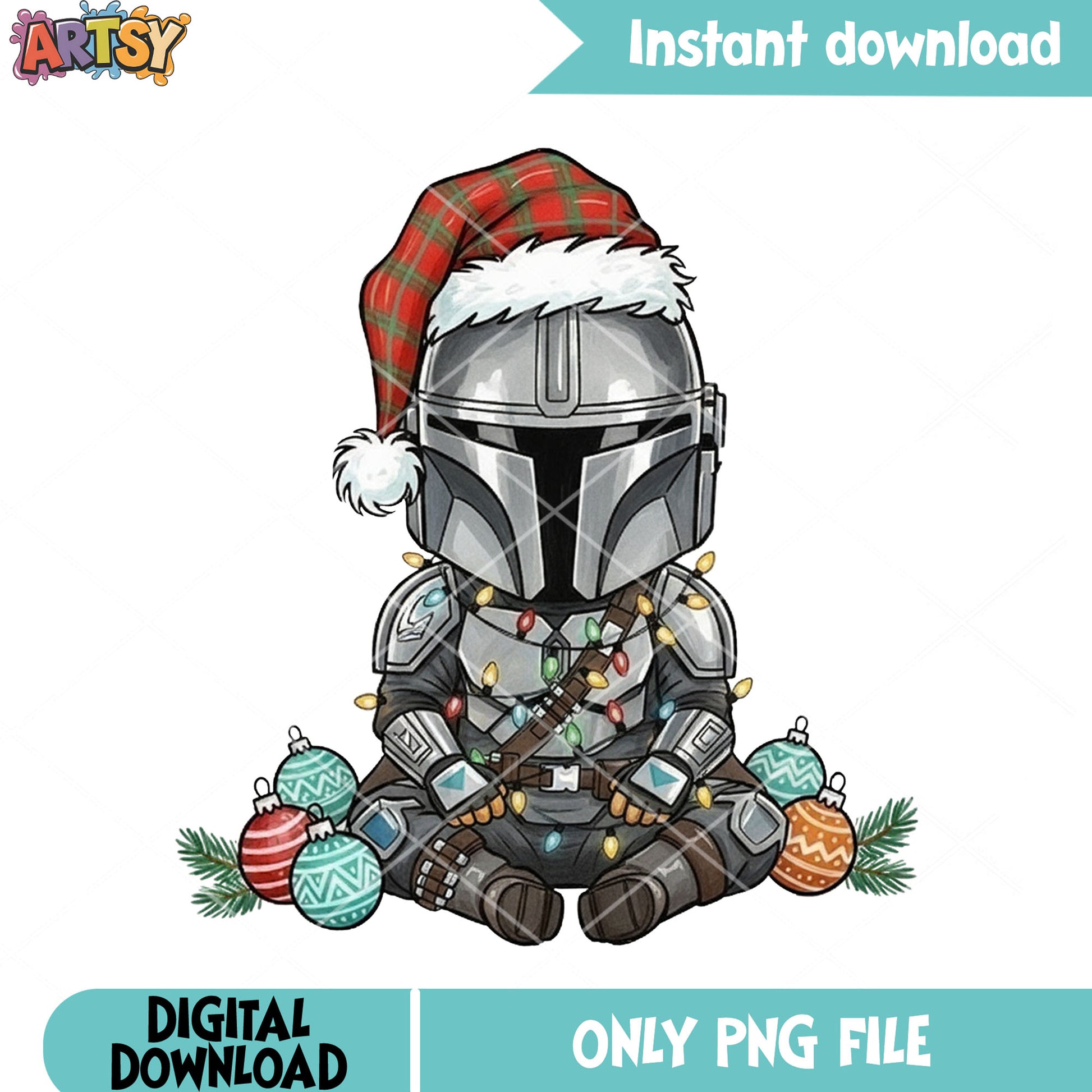 Xmas light star war png, The Mandalorian png, merry christmas png