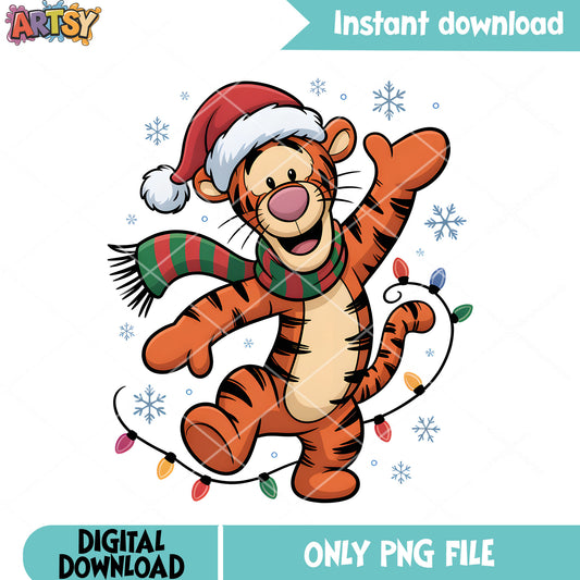 Xmas stringlight tigger png, pooh friends png, winnie the pooh png