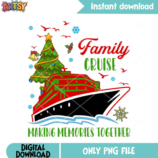 Xmas tree with family cruise png, disney cruise png, disney christmas png