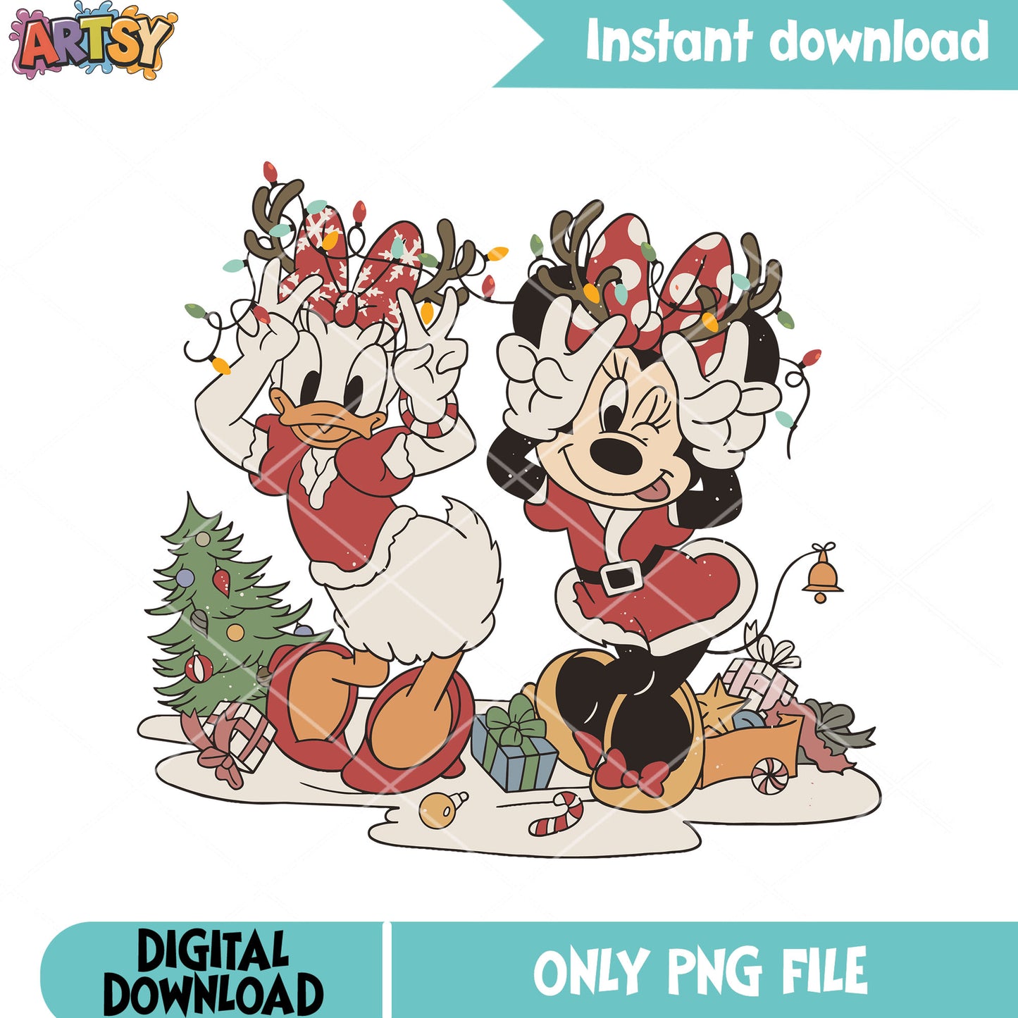 Xmas vibes minnie daisy png, mickey and friends png, disney christmas png