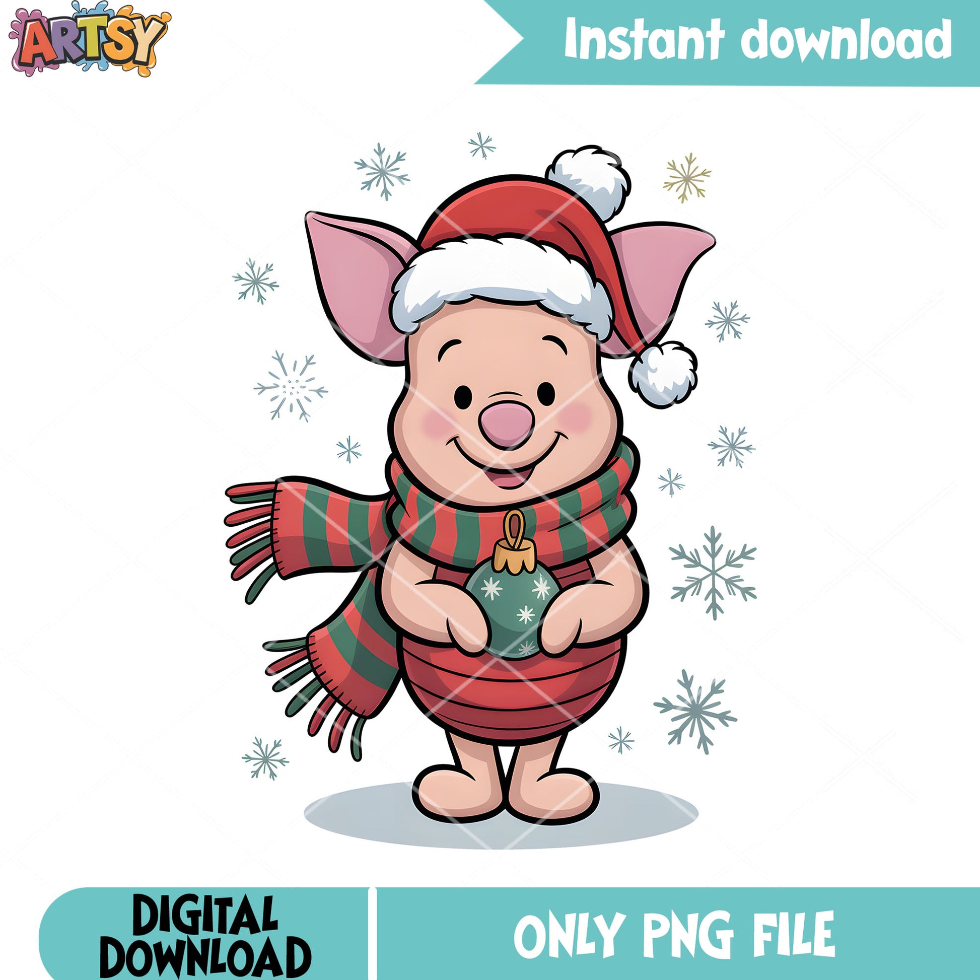 Xmas vibes piglet santa png, christmas poster png, disney piglet png