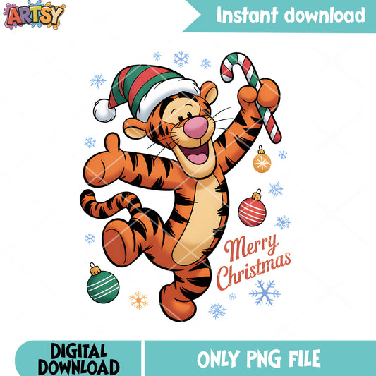 Xmas vibes tiger love png, christmas vibes png,​ disney tiger png