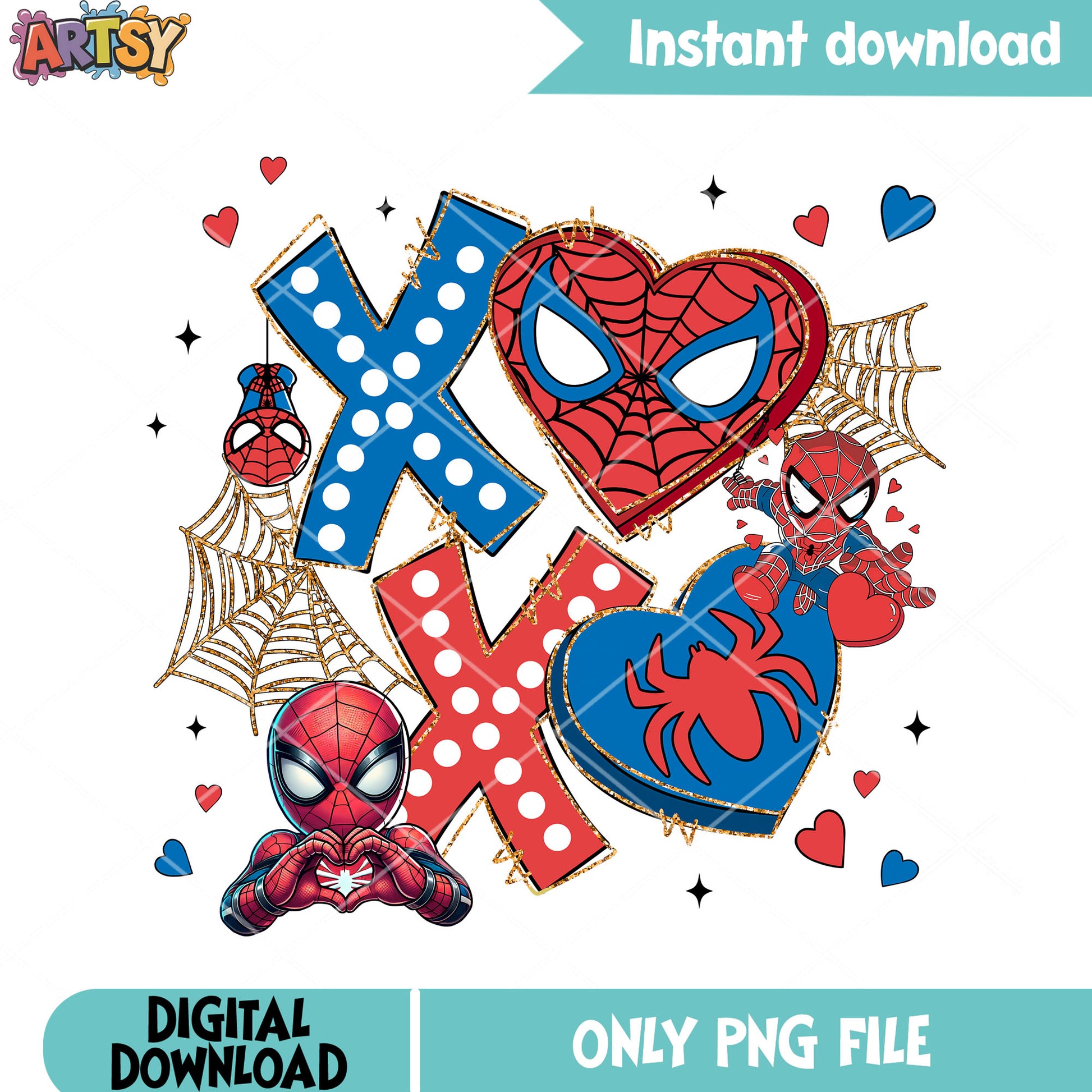 XoXo spidy edition png, valentine poster png, spider man png