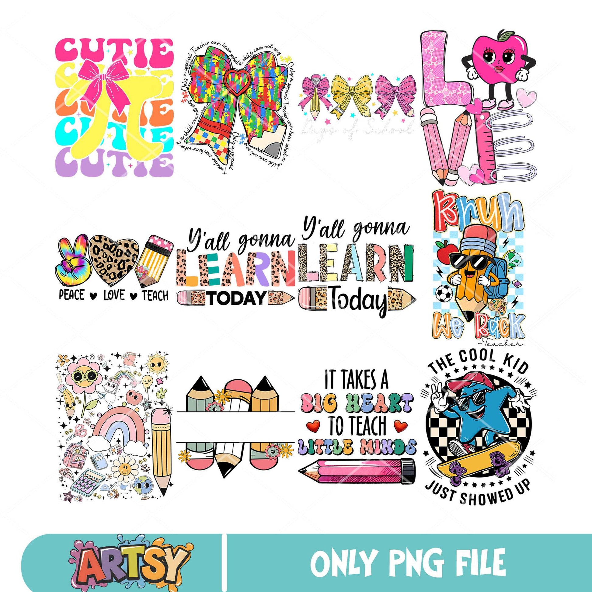Yall gonna learn png bundle, school quotes png, learn quotes png