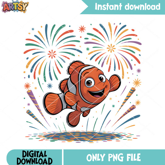 Yay nemo firework png, clownfish nemo png, poster nemo png