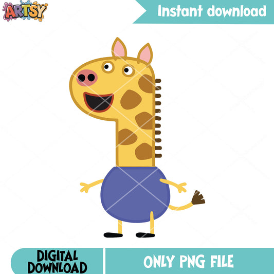 Yellow Gerald Giraffe png, peppa pig show png, cartoon for kids png