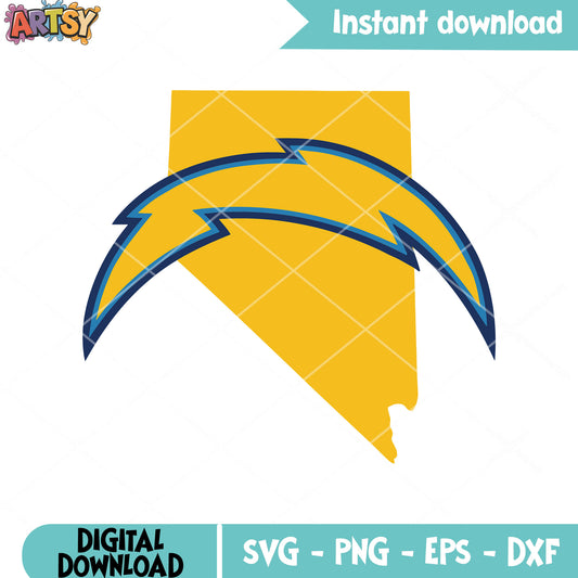 Yellow background chargers football team svg, los angeles chargers svg