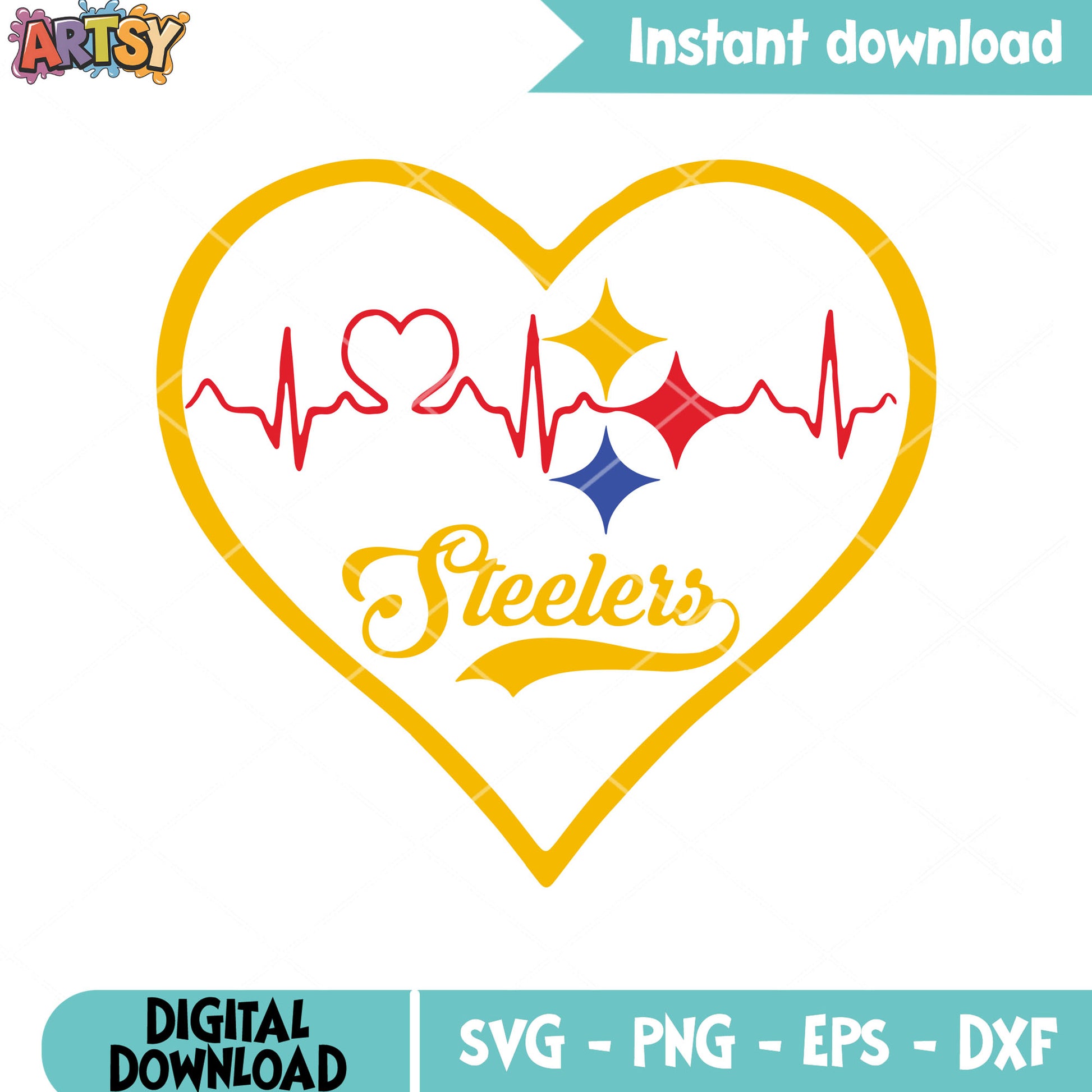 Yellow heart nfl svg, steelers svg, pittsburgh steelers svg