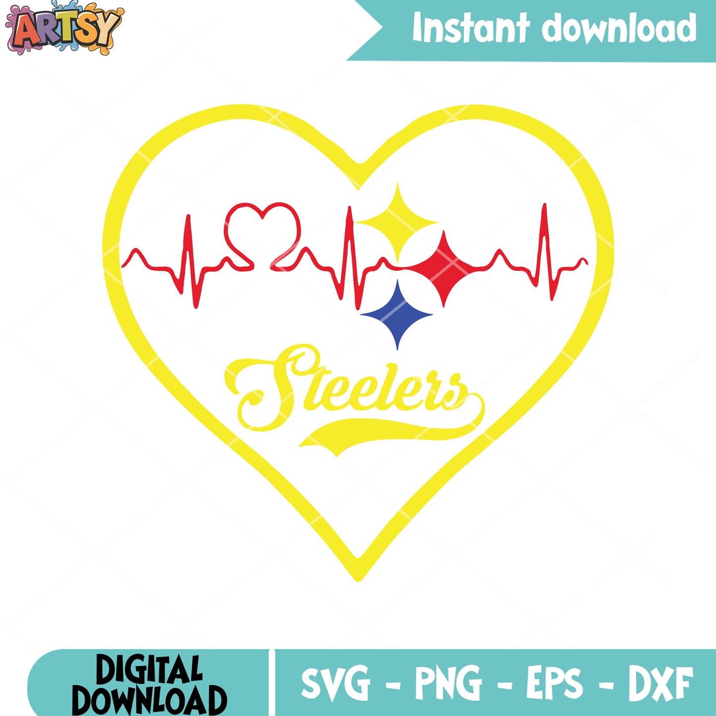 Yellow heart steelers svg, nfl svg, pittsburgh pirates svg
