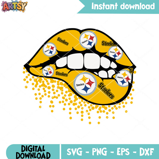 Yellow sexy lip steelers svg, nfl football teams svg, steelers svg