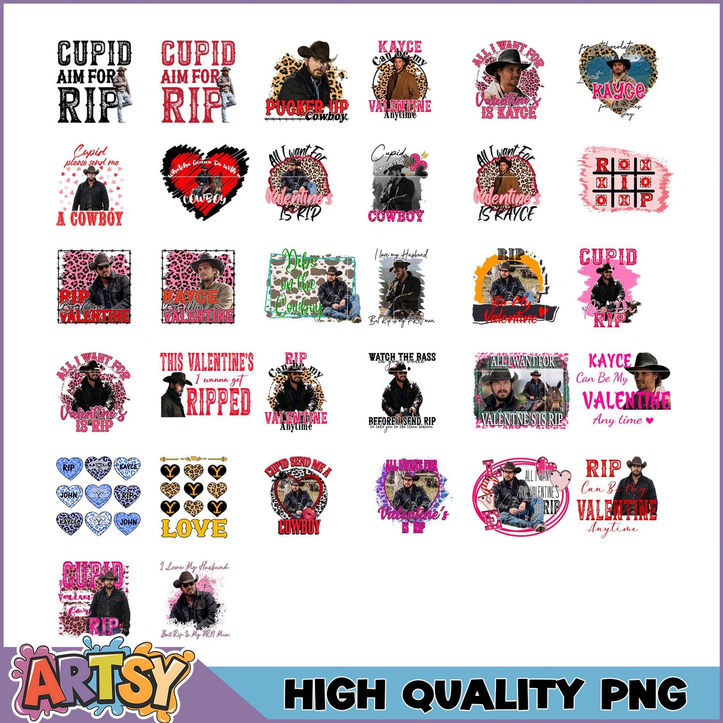 Yellowstone Valentines Day PNG Bundle