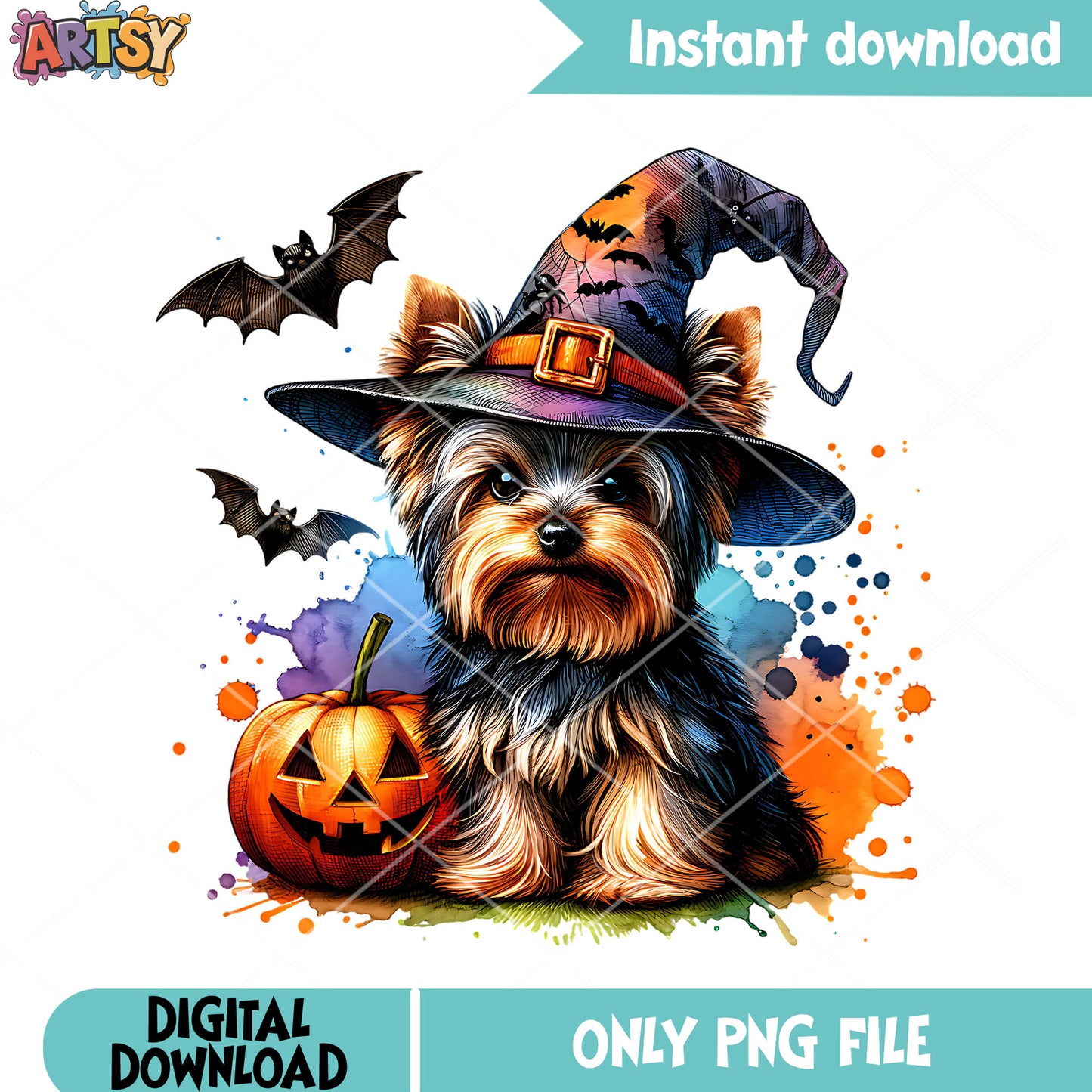 Yorkshire the dog witch png, jack o lantern png, halloween scary png
