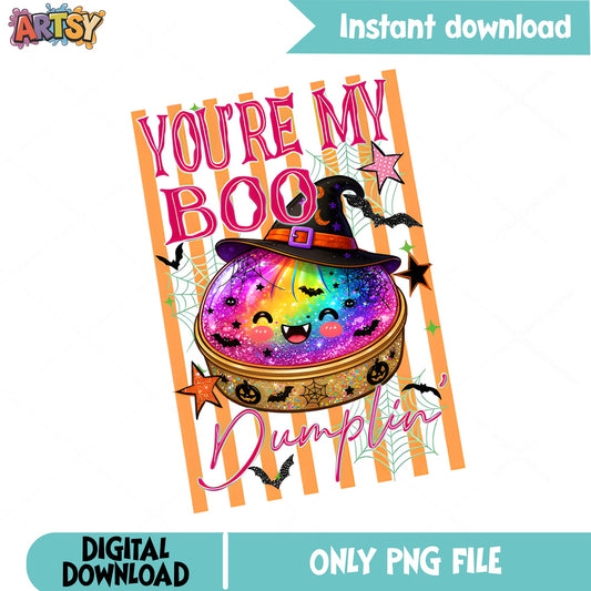 You're My Boo Dumplin PNG, Halloween Cute Design, Witch Hat PNG