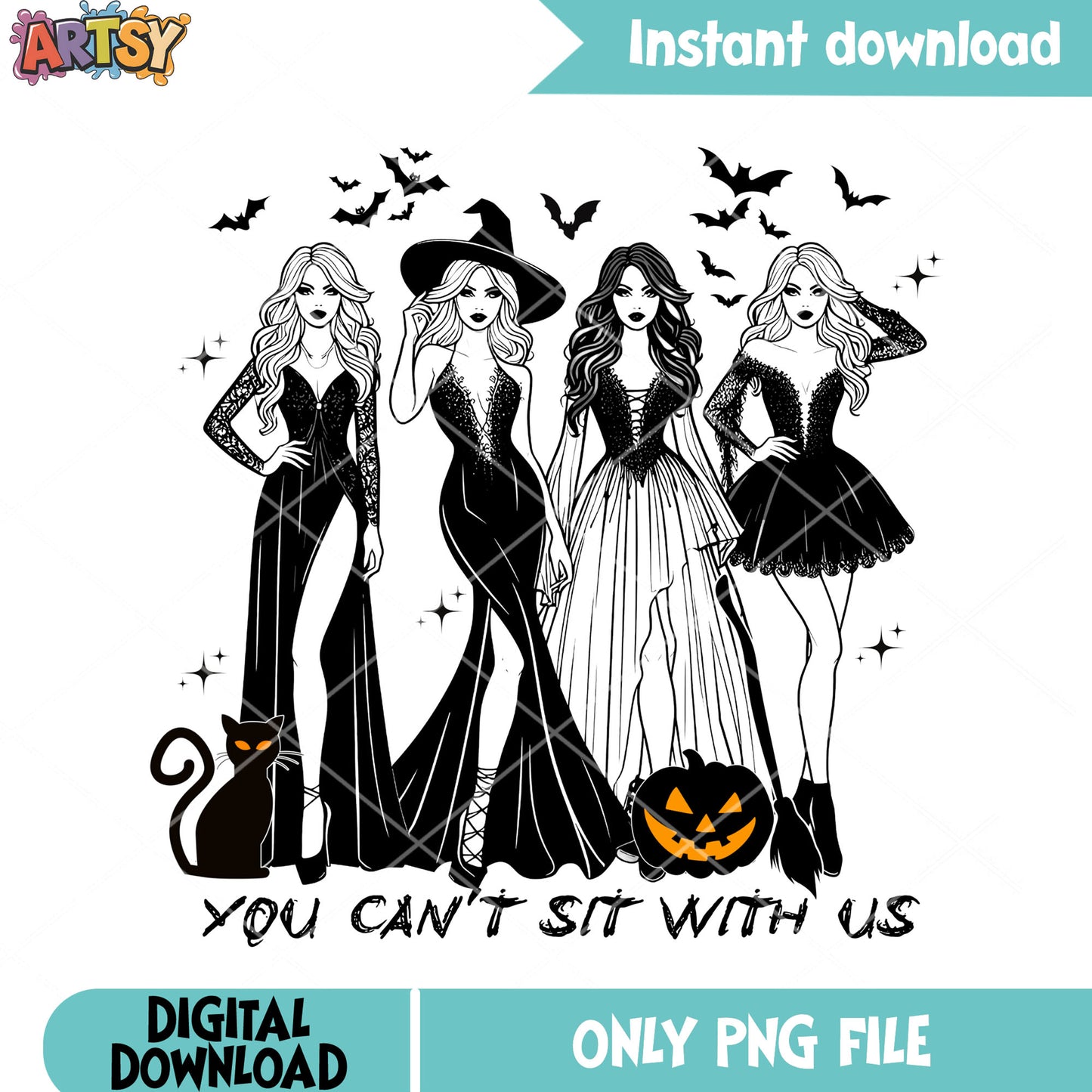 You cant sit with us png, witch costume png, scary halloween png