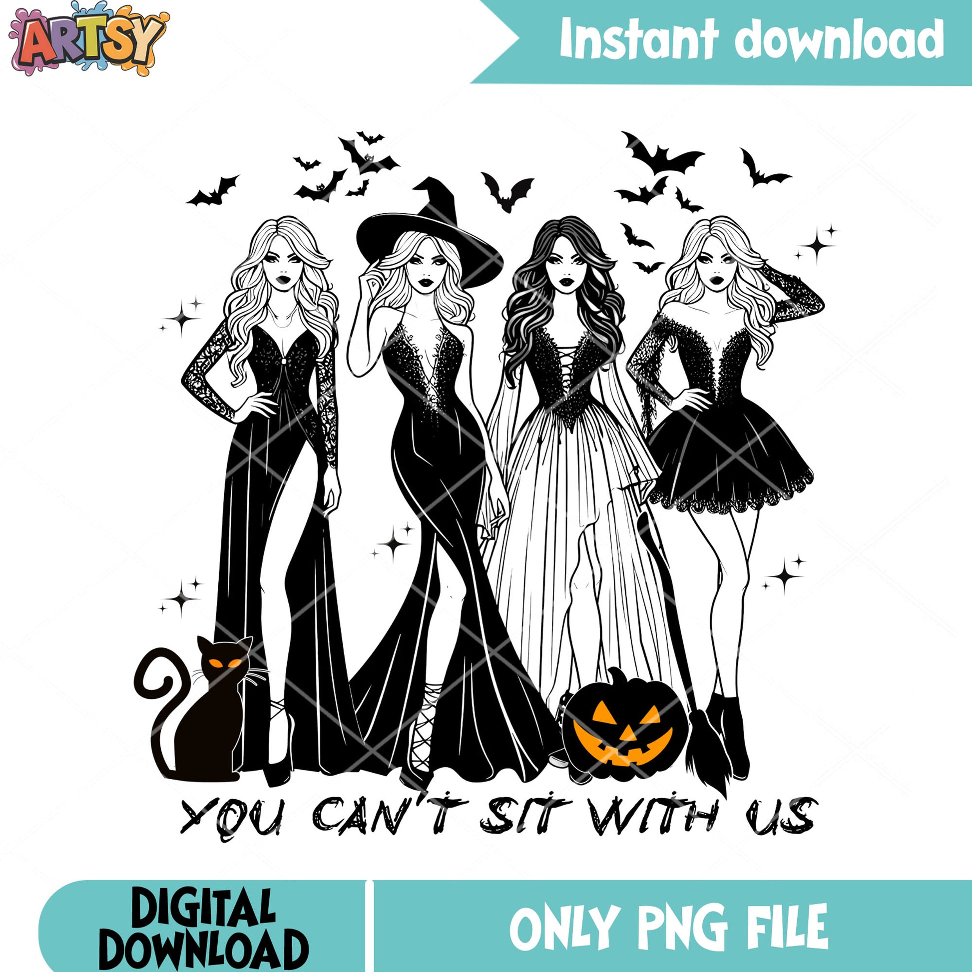 You cant sit with us png, witch costume png, scary halloween png