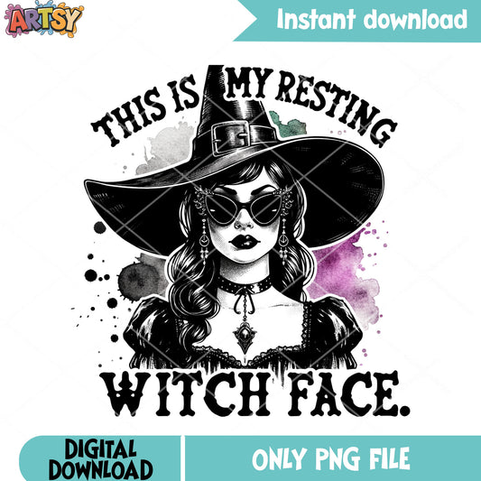 Young girl the witch png, cool sunglasses png, halloween scary png