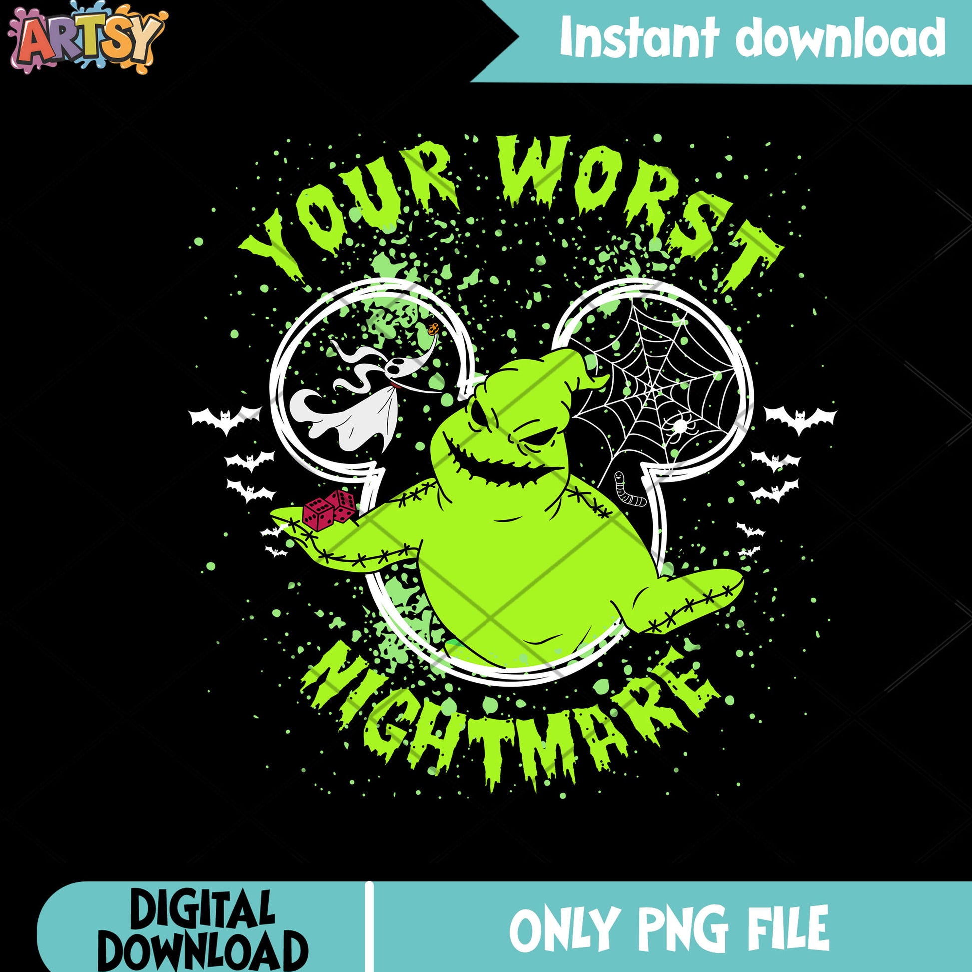 Your worst night mare png, green monster png, spooky halloween png