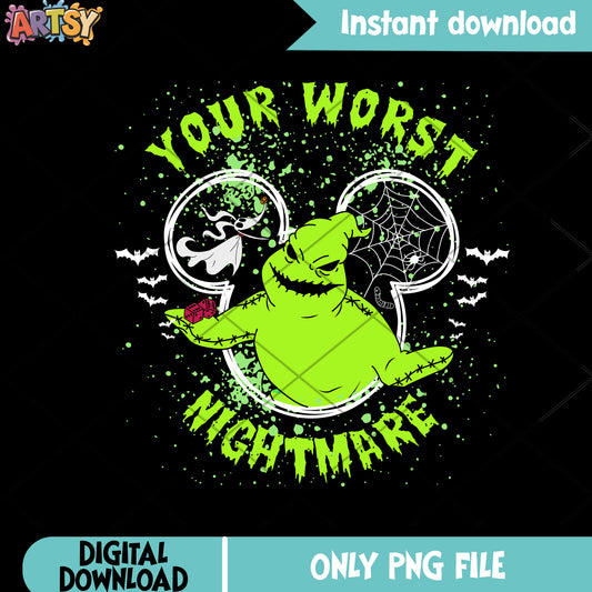 Your worst night mare png, green monster png, spooky halloween png