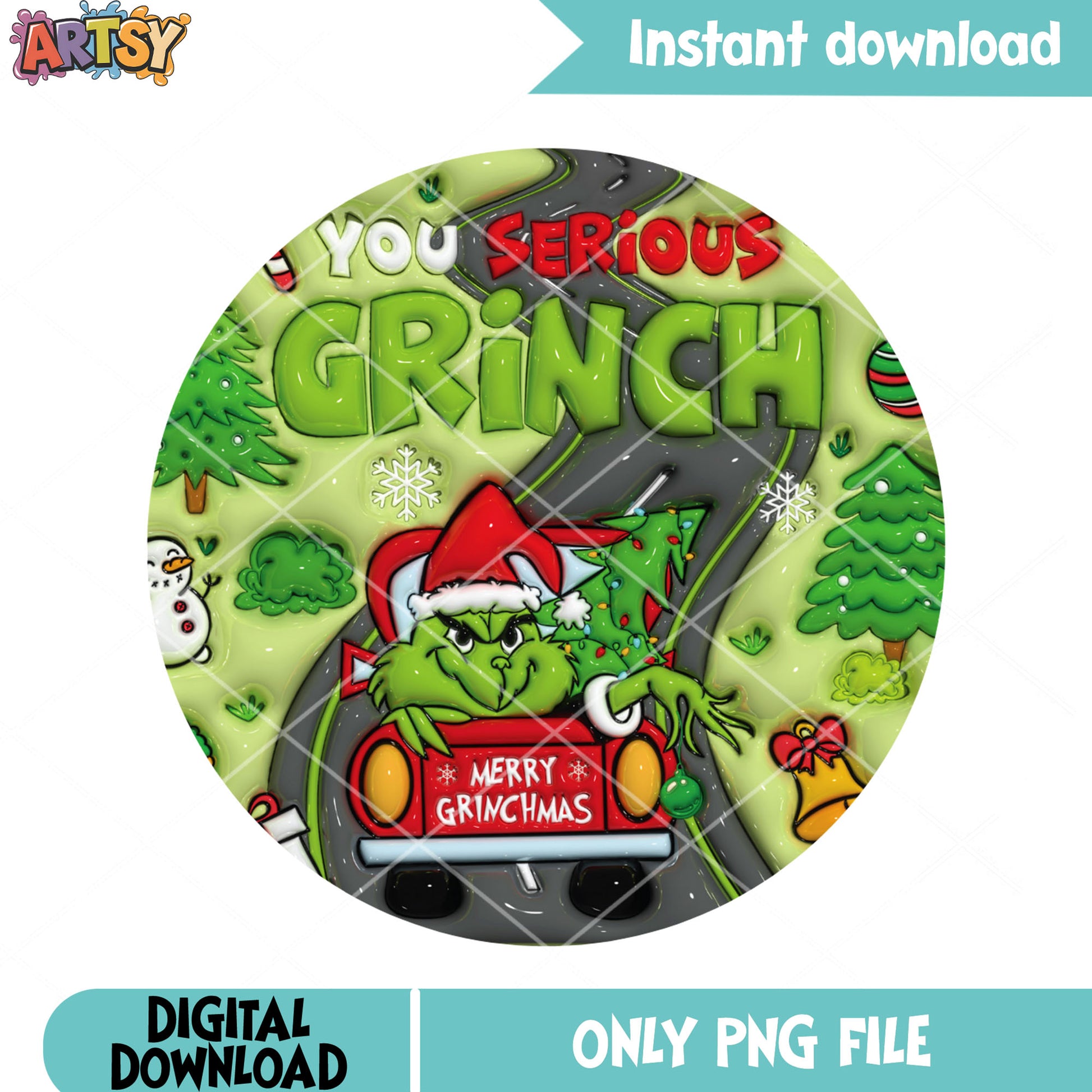 You serious grinch truck png, red pickup truck png, hauling tree png