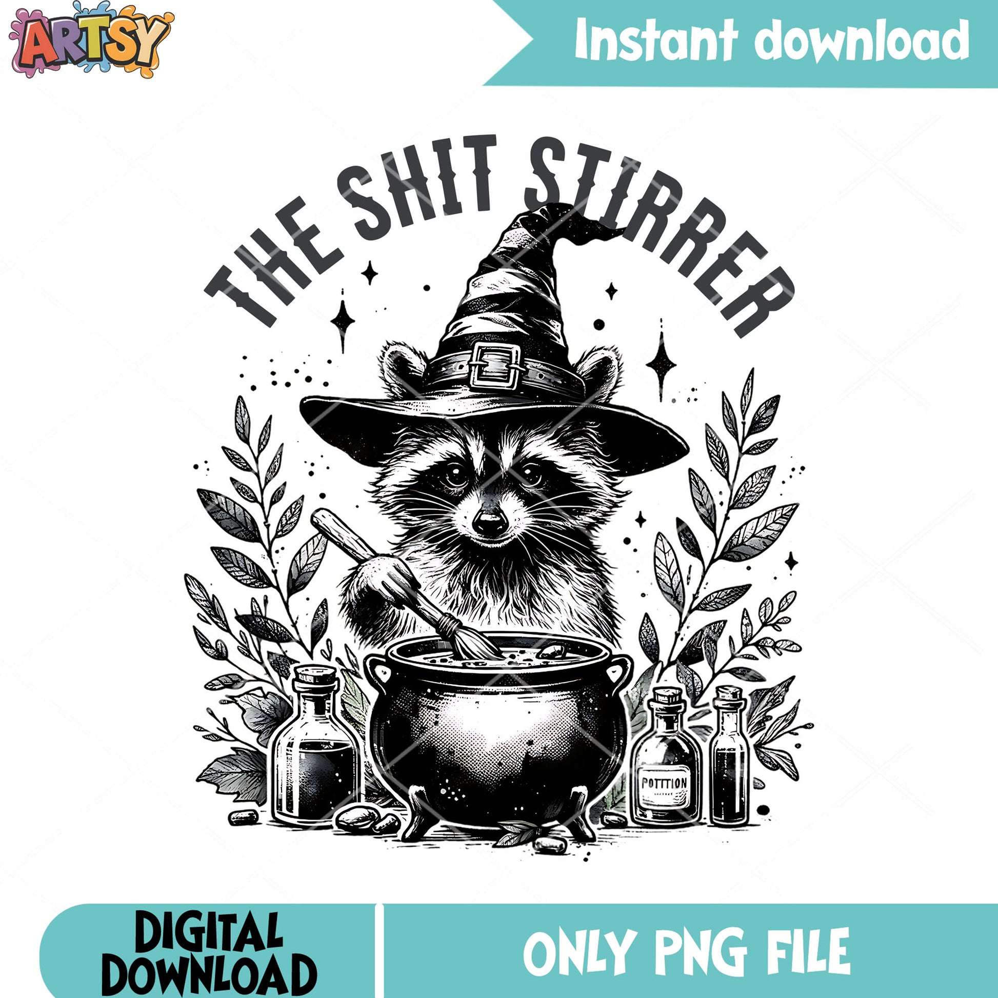 Youth racoon the witch png, ​wicthes caldron png scary halloween png