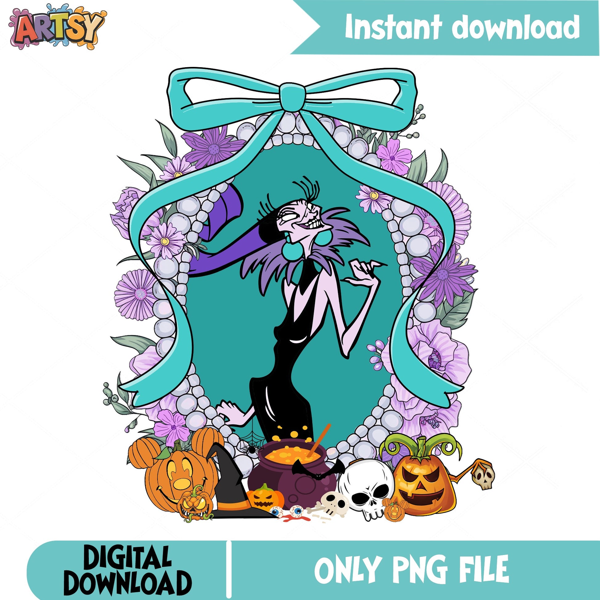Yzma Disney Villain Halloween PNG, Coquette Bow PNG, Halloween PNG