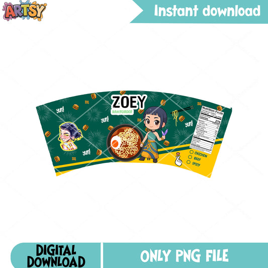 Zoey anime hamburger flavor png, zoey anime png, zoey kpop​ png