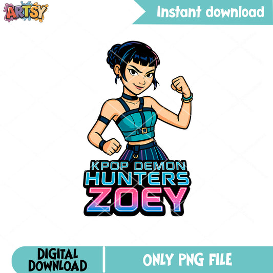 Zoey huntrix png design, zoey huntrix png, huntrix band png