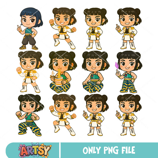 Zoey pose bundle png, Zoey huntrix png, kpop huntrix png