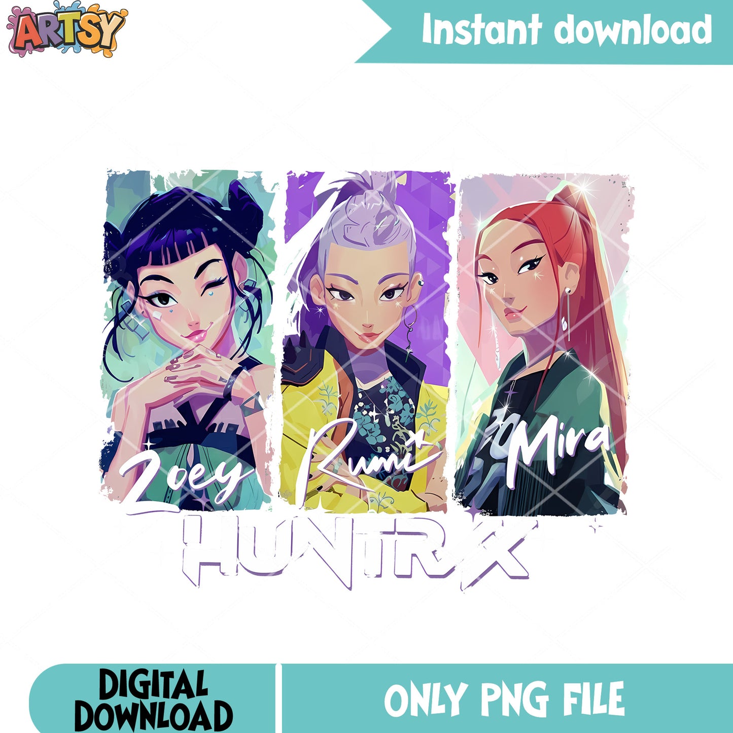 Zoey rumi mira huntrix png, huntrix png, kpop demon hunters png