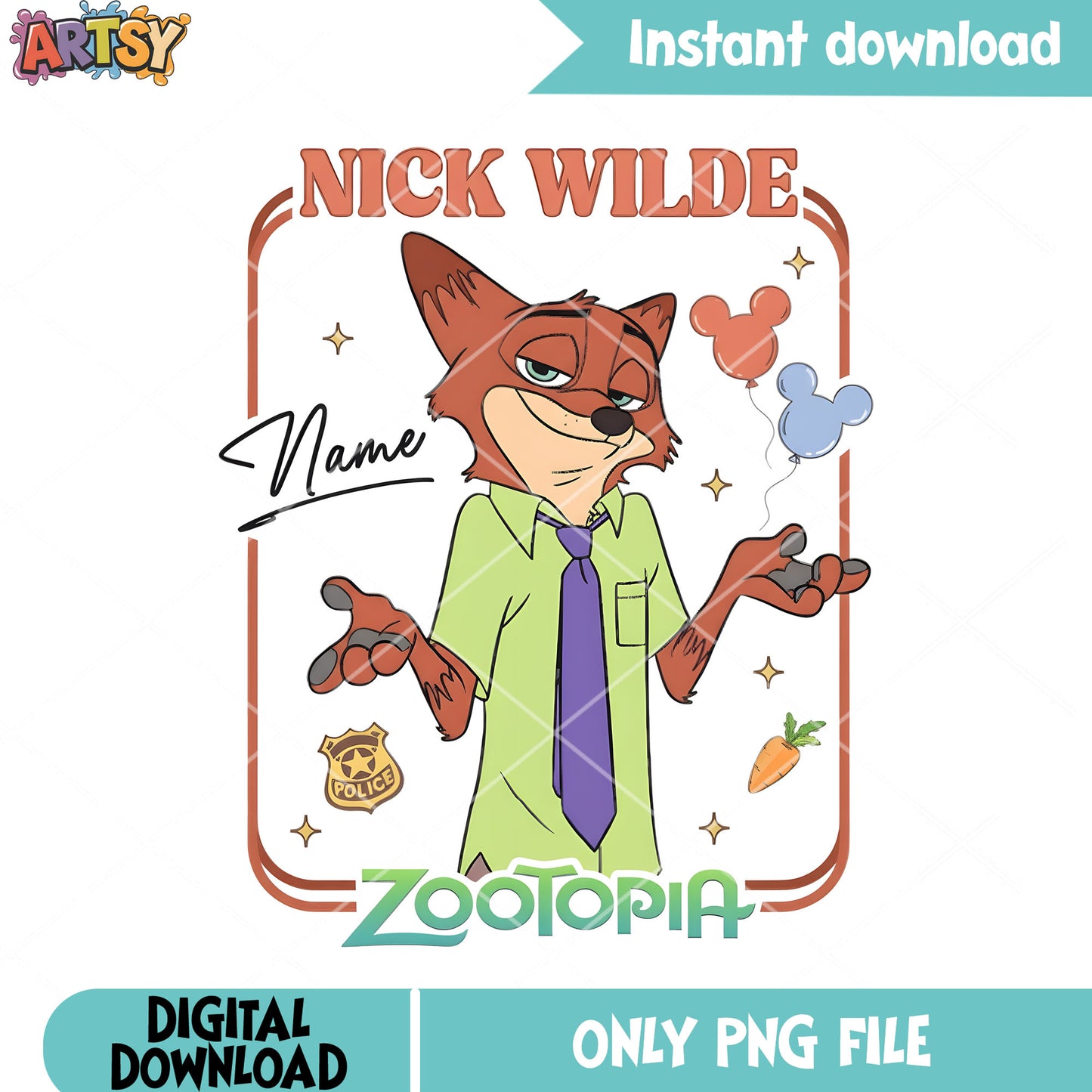 Zootopia nick wilde fox png, hands up design png, shrug tie png