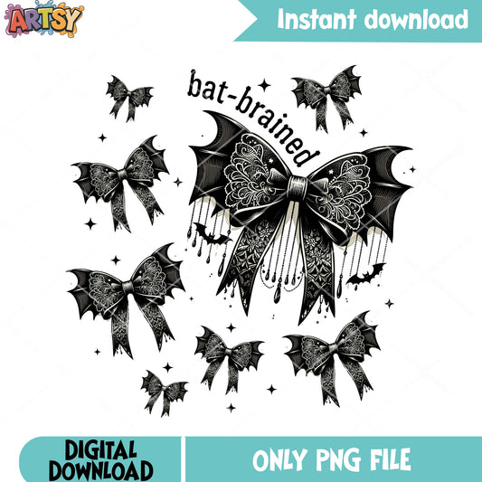 bat brained png, black bow tie png, halloween scary png