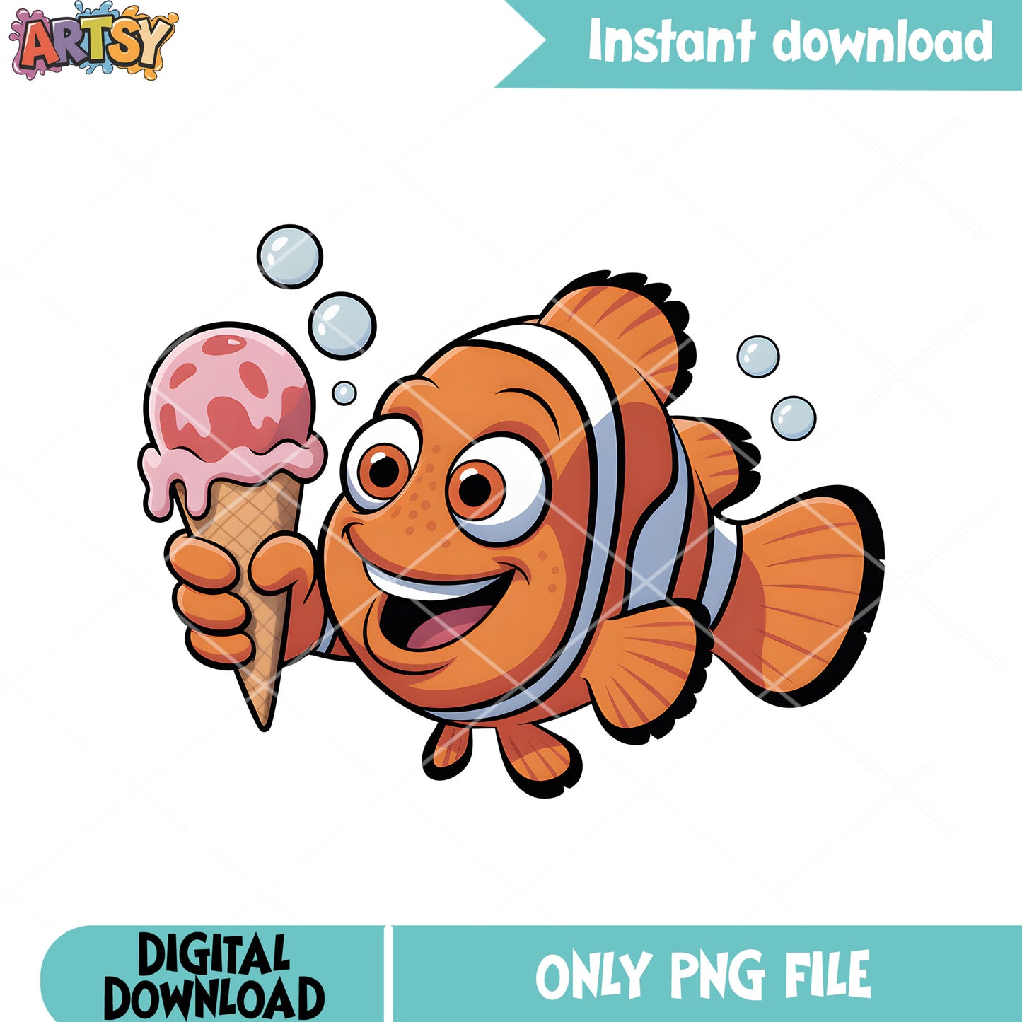 ice cream nemo lover png, disney vibes png, poster nemo png