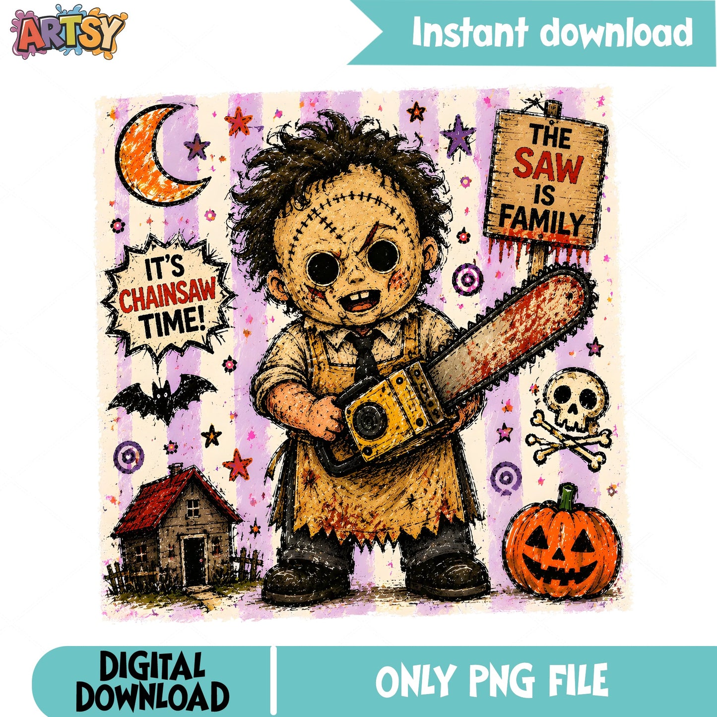 Leatherface Chainsaw Halloween PNG, Horror Movie PNG, Halloween PNG