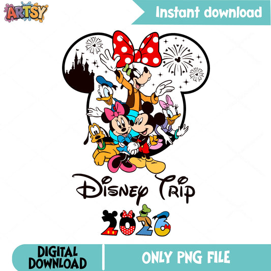 Disney Trip 2026 PNG, Mickey And Friends PNG, Disney Family PNG