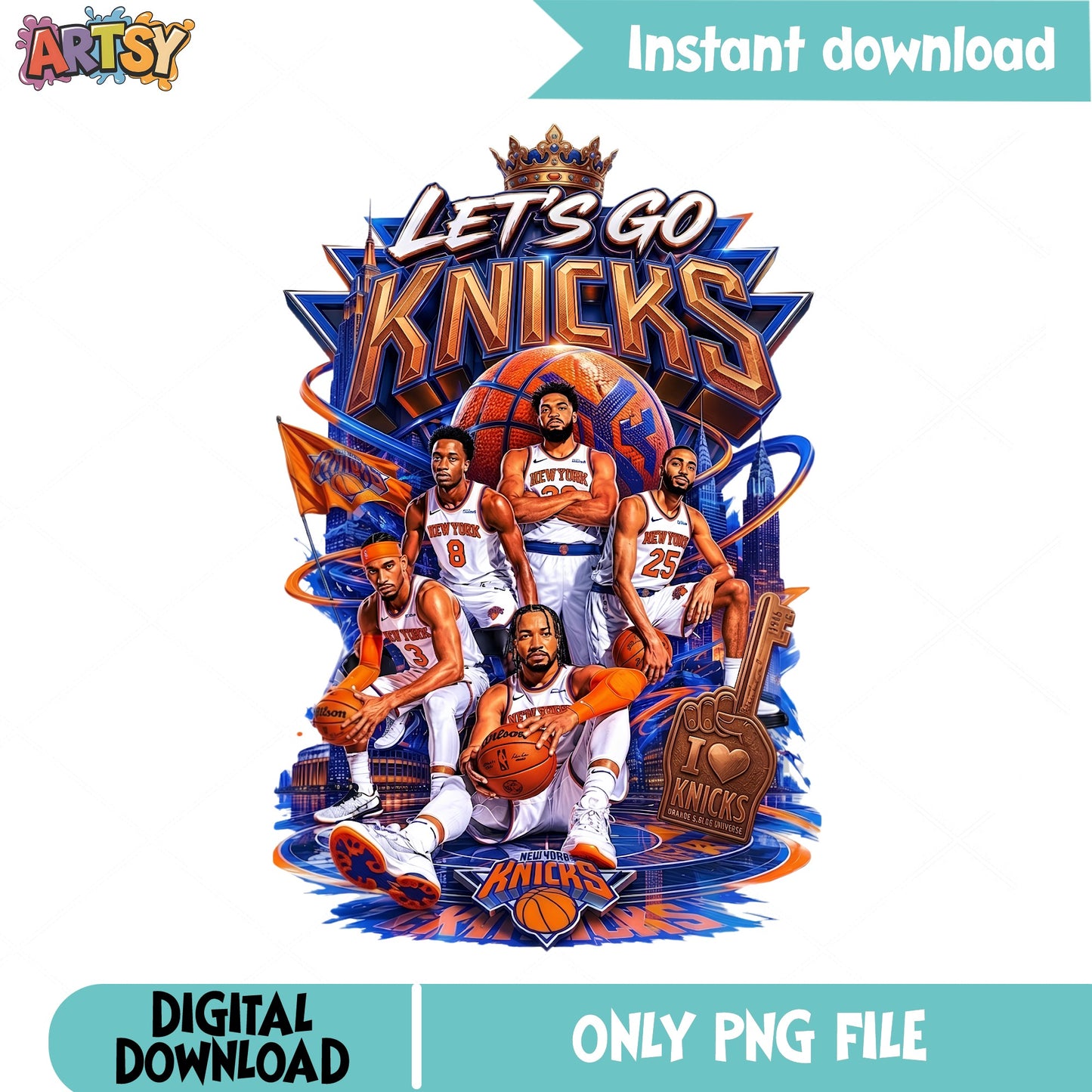 Lets Go Knicks PNG, New York Knicks Basketball PNG, NBA PNG