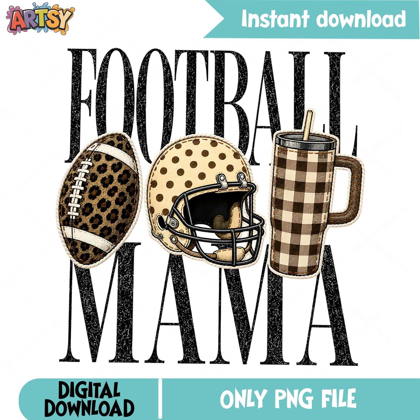 Football Mama PNG, Leopard Football Helmet Tumbler, Game Day PNG
