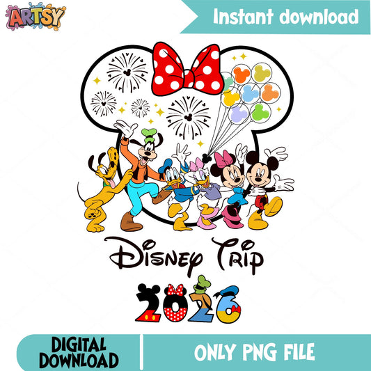 Disney Trip 2026 PNG, Mickey And Friends PNG, Disney Family PNG